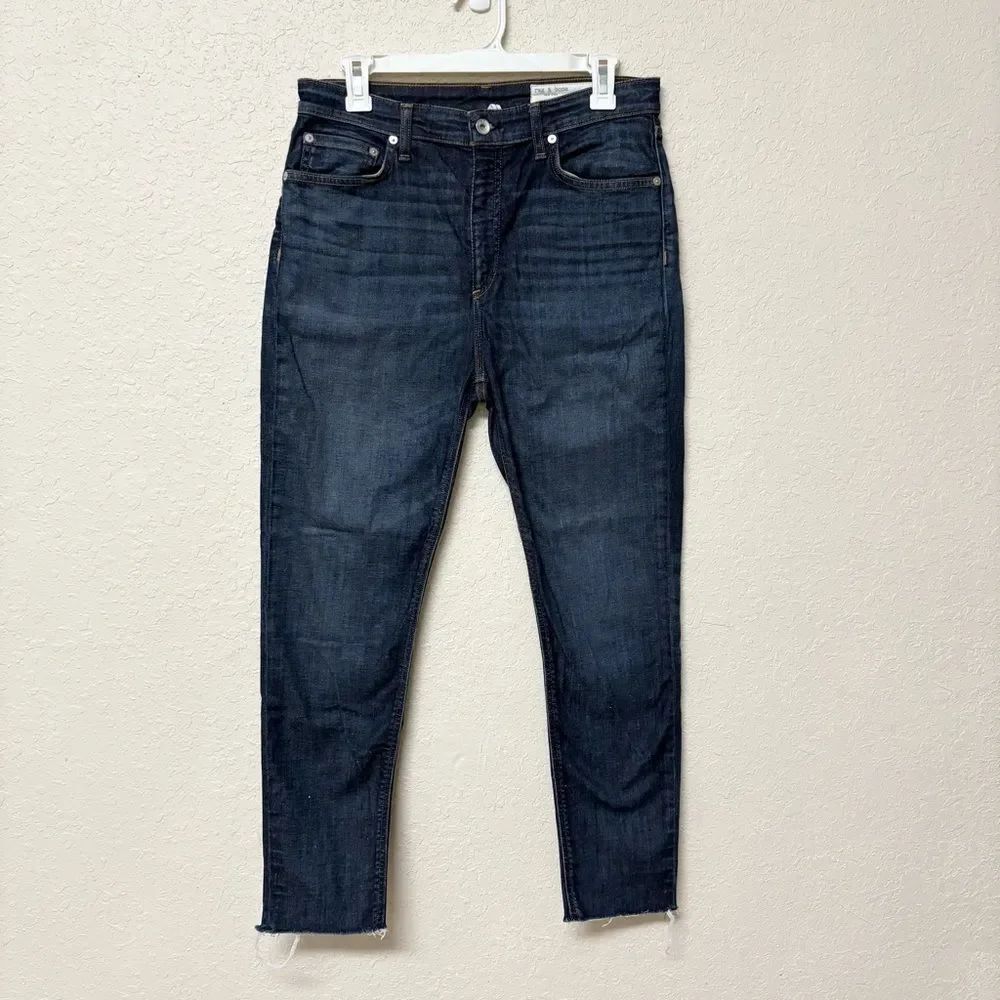 Rag & Bone Nina High Rise Ankle Skinny Jeans Blue Denim Size 30 Kayt Wash